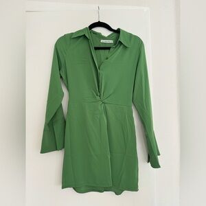 Abercrombie & Fitch Green Collared Mini Dress with Flare Sleeves NWT